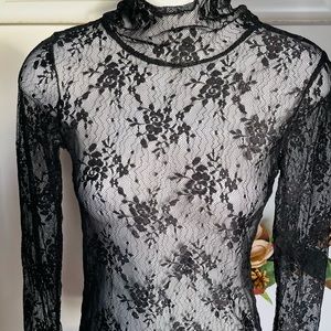 True Craft Lace  long slave blouse black gorgeous blouse size XS With Tag